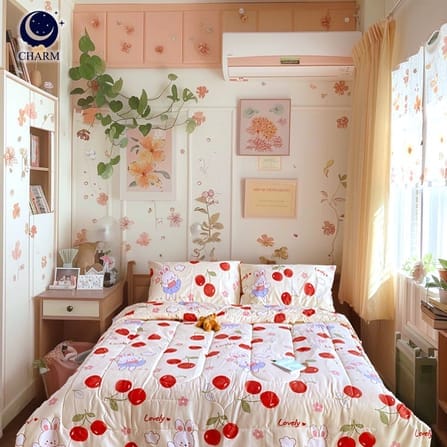 CHARM ชุดผ้าปูที่นอน + ผ้านวม 5 ฟุต 6 ชิ้น ลาย CHERRY BLOOM คอลเลคชั่น DREAMY_1